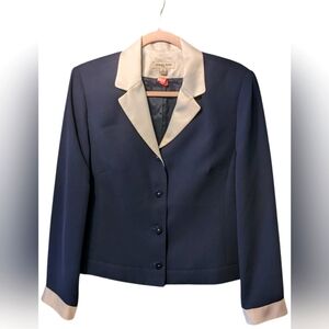 Amanda Smith Navy Blazer with White Cuffs Size 10